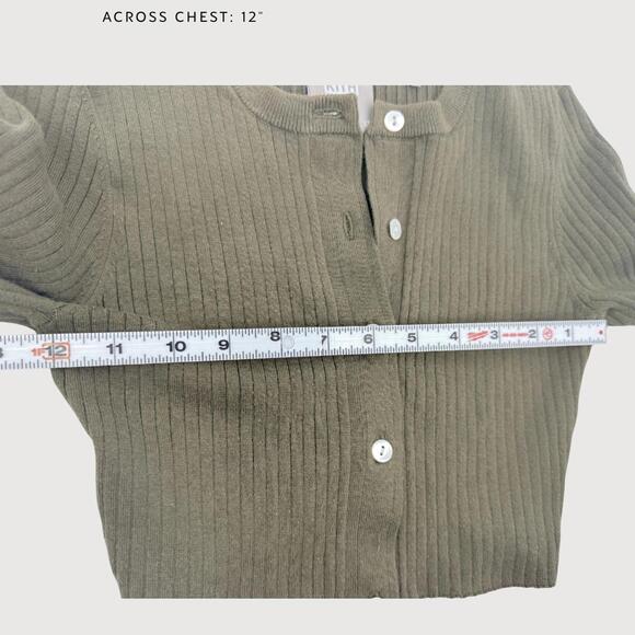 Kith Cropped Ribbed Cardigan Olive XS - Picture 6 of 9